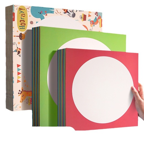 Complete set of picture frame paper, outer square, inner circle, mirror frame cardboard, framed round card sketch, round color card, colored lens paper