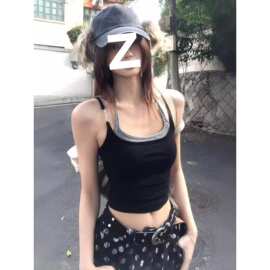 韩系撞色拼接叠穿假两件吊带背心女夏外穿高级感修身显瘦辣妹上衣