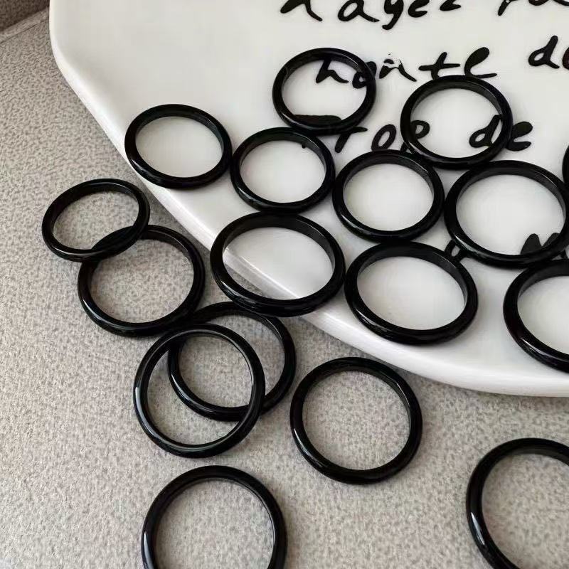 冰种白玉髓玛瑙细戒指 男女款玛瑙玉石对戒情侣戒指指环尾戒批发|undefined