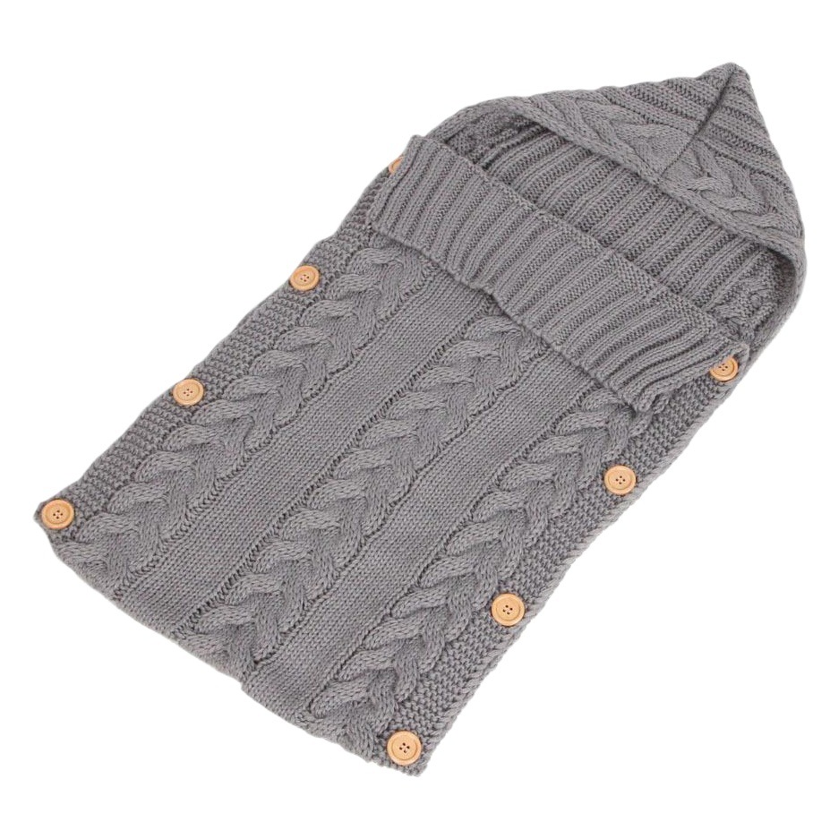 Baby Swaddle Blanket, Knitted Sleeping Bag with Openable Buttons on Both Sides, Suitable for Outdoor Strollers and Newborns
