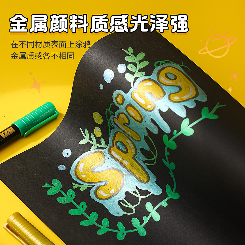 Marcador acrílico de metal de venta caliente transfronterizo Marcador de pintura a mano de graffiti de 24 colores Marcador para exteriores a base de agua de cabeza suave