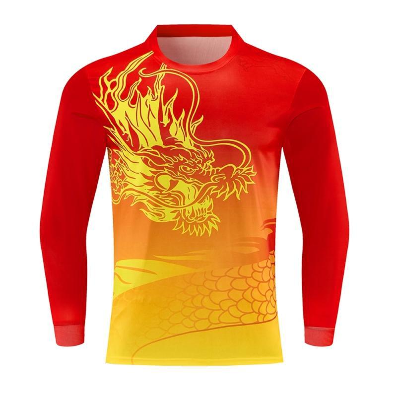 Dragón de secado rápido traje de barco dragón traje de manga larga protección solar dragón barco dragón barco dragón traje de equipo de seda de hielo se puede imprimir nombre del equipo