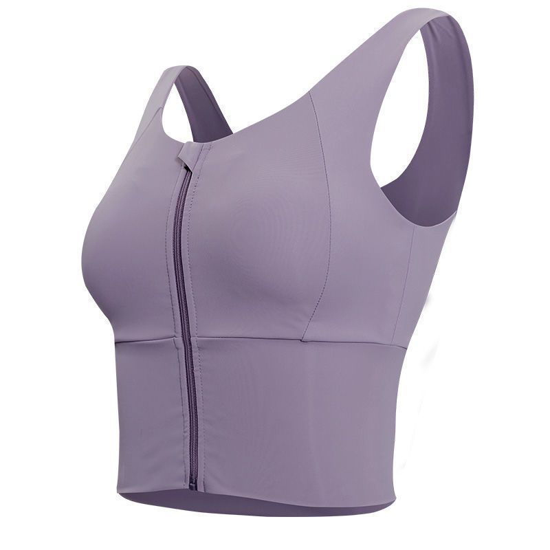 ropa interior deportiva de mujer de verano vestir chaleco bra frontal cremallera correa de pecho bra de brazo fábrica de comercio al por mayor