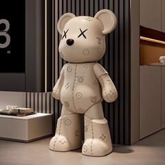 ライトラグジュアリーバイオレントベア大型床置き装飾品リビングルームハイエンドソフト装飾テレビキャビネットソファサイド新築祝いギフト