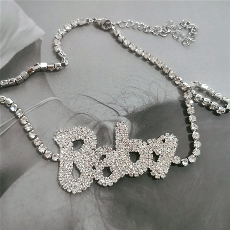 Fashion New Style Diamond Letter Necklace display picture 5