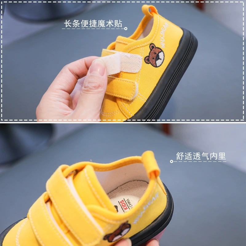 Children's shoes, cloth footwear, sneakers with velcro for early age indoor, wholesale, soft sole