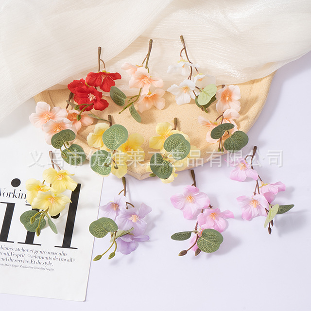 亚马逊仿真花绢花苹果花玫瑰婚庆客厅家摆设假花摆件花园造景布置