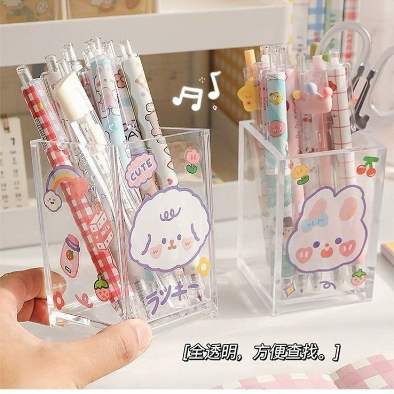 Прозрачный держатель для ручек, простой стиль, студенческое настольное ведро для хранения, акриловый ящик для хранения на офисном столе