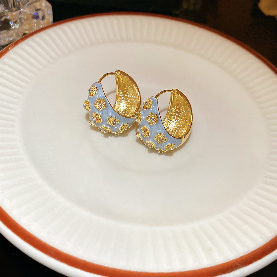 Flores azules vintage medievales pendientes de goteo de aceite ligero lujo alta sensación de joyería Yiwu fábrica al por mayor image 33