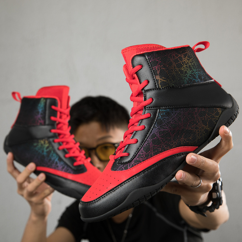 Fitness combat Sanda shoes boxing shoes foreign trade wrestling shoes men's and women's fighting training shoes squat hard pull indoor dedicated