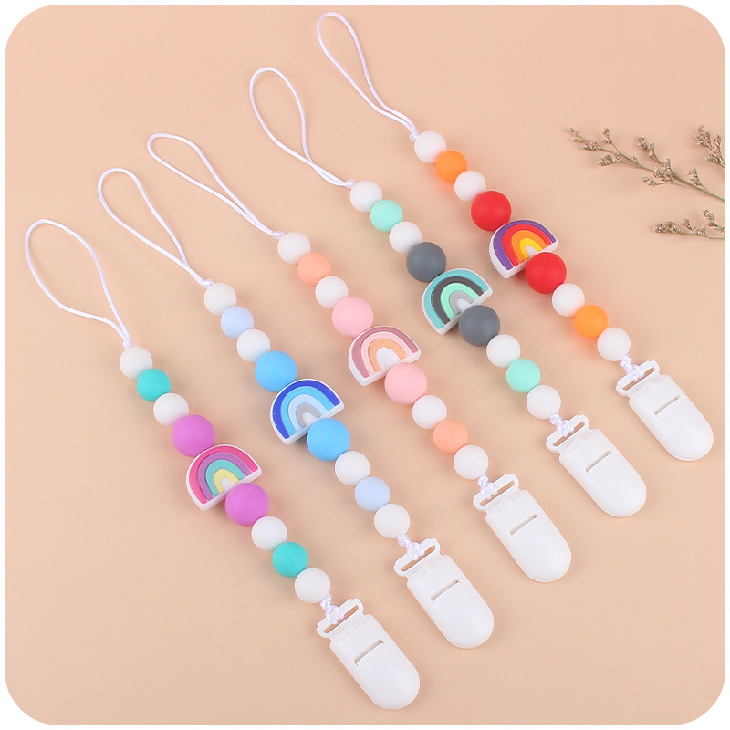 Bebé suministros chupete cadena creativa dibujos animados silicona teether palo traje de juguete