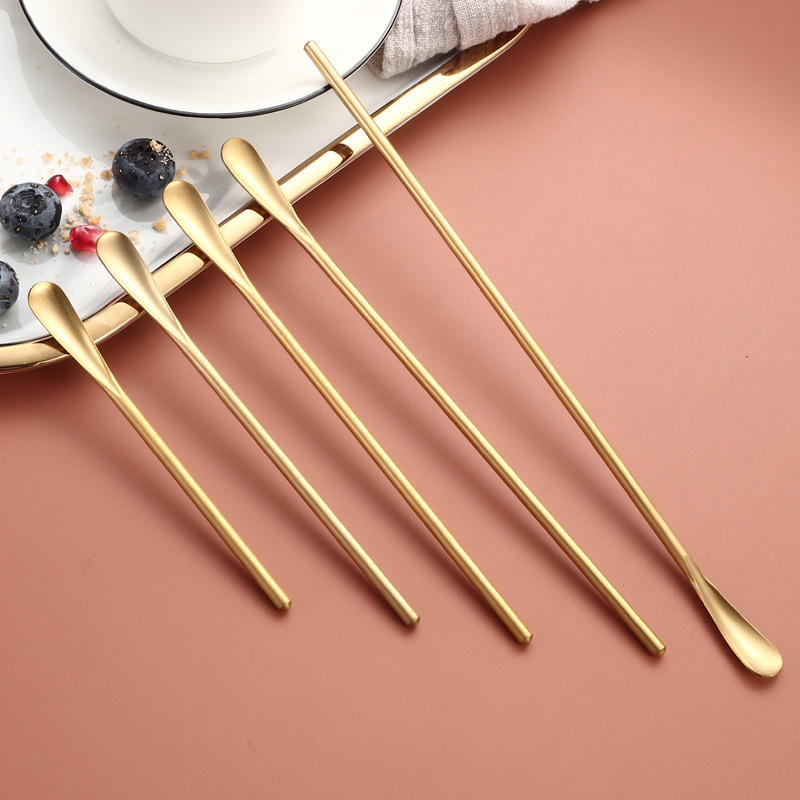 304 cucharas de acero inoxidable cucharas de hielo de mango largo cucharas de postre de café cucharas de miel cucharas de barra de mezcla