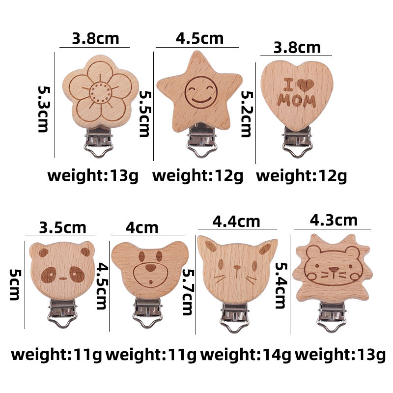 Bebé suministros de haya dibujos animados forma animal chupete clip creativo DIY haciendo Cadena de chupete cadena anti-Perdida