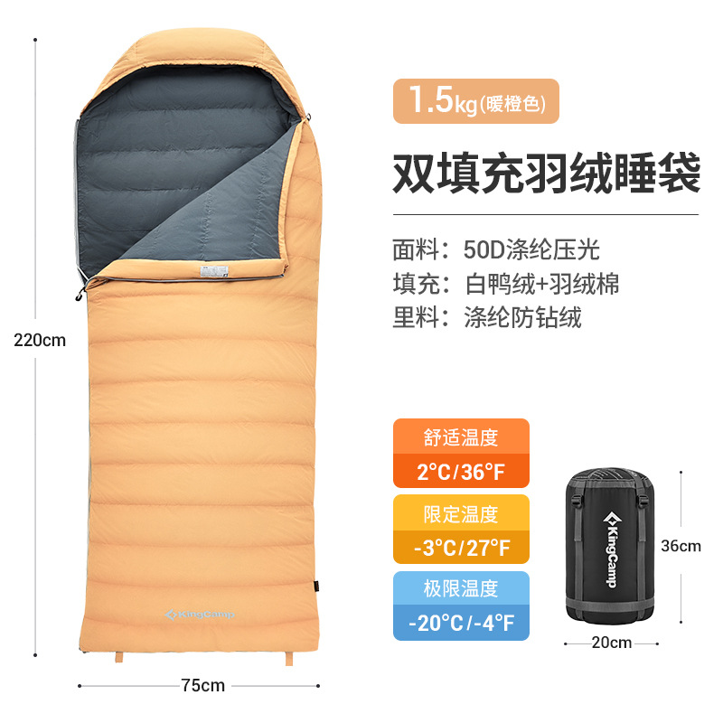 1.5kg 두께의 오른쪽 지퍼-따뜻한 오렌지