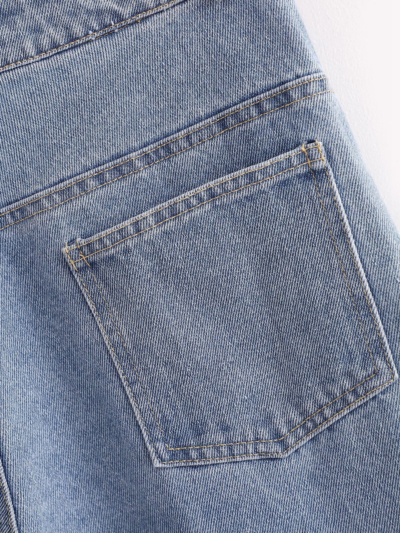 fashion raw edge slit jeans NSAM39856