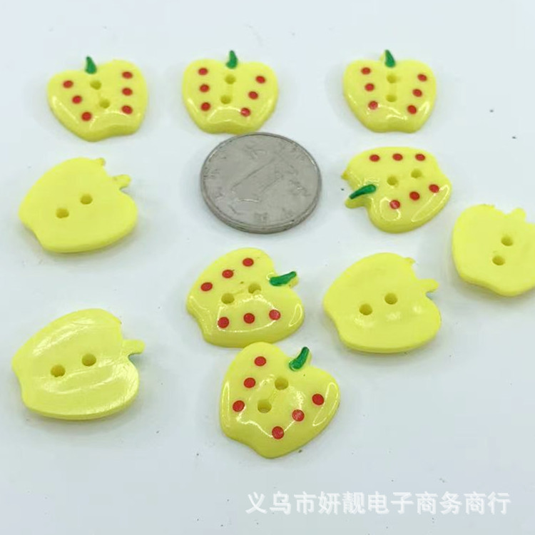小额批发彩色6点苹果可爱卡通儿童童装纽扣头饰服装辅料