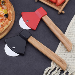 ステンレス竹柄斧型ピザホブクリエイティブ円形単輪pizzaパンケーキナイフ台所焙煎ツール