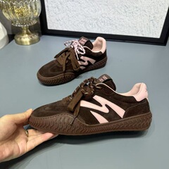 真皮平底德训鞋复古阿甘鞋2025夏新款百搭时尚休闲鞋女小众赛车鞋
