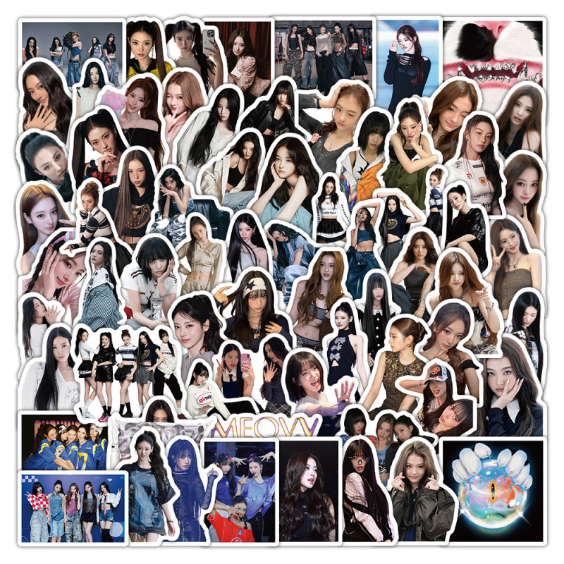 85 Pieces of Meovv Girl Group Stickers, Korean High-Profile Celebrity Decoration for Notebooks and Walls, Waterproof, Available for Wholesale from the Manufacturer