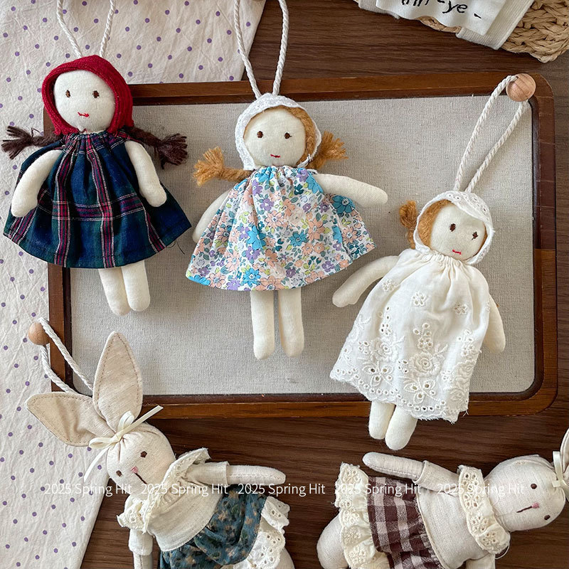 New Korean Style Cartoon Doll Pendant Fabric Floral Skirt Skirt Bag Key Accessories Cute Braided Doll Girl
