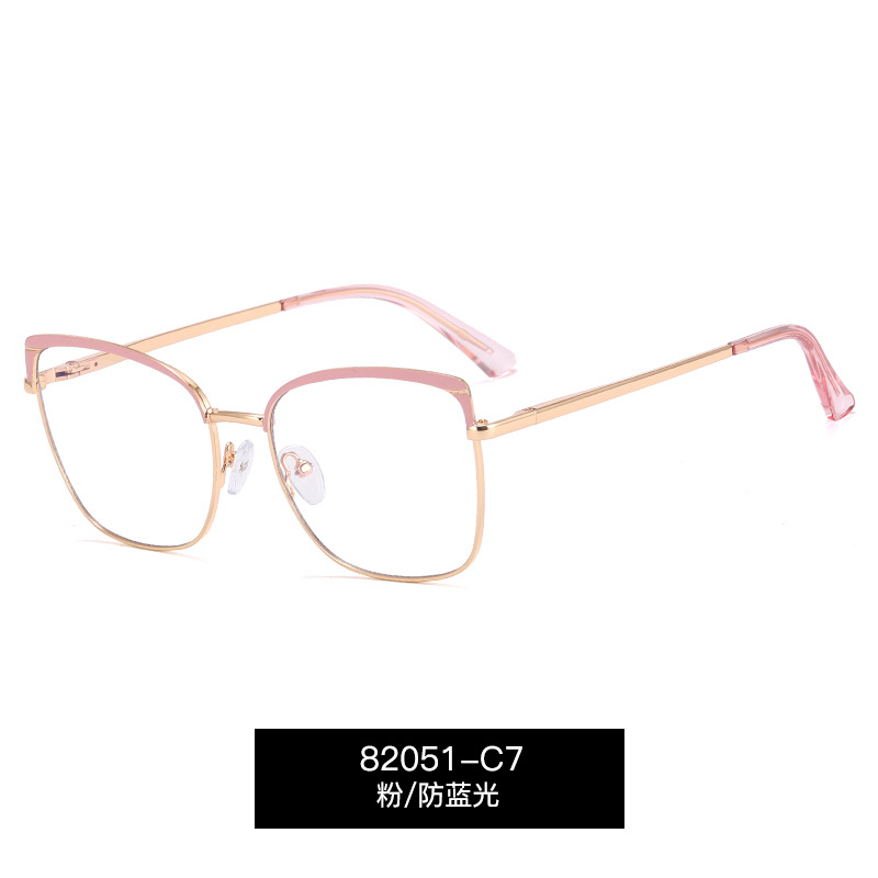 82051 artístico retro gafas de miopía marco hombres y mujeres gafas lisas caja de metal anti-azul gafas de luz con gafas de miopía
