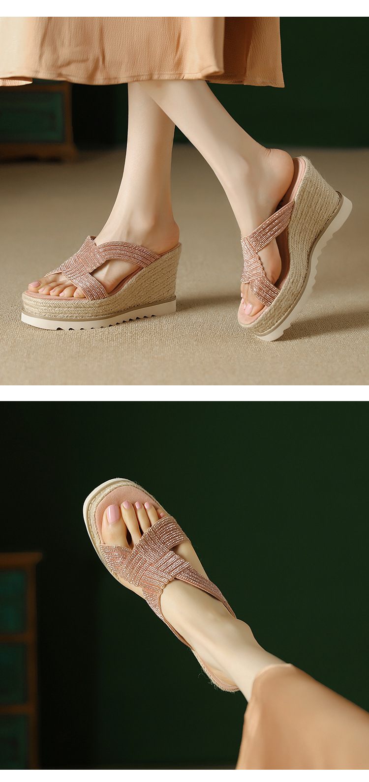 Sandal cao gót nữ hở mũi gót xuồng 10cm đính đá — màu hồng, màu mơ chi tiết 7