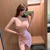 Diagonal shoulder nightclub V-neck tight fitting buttocks sexy dress