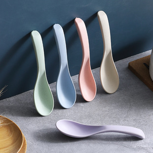 Colored spoon household high color value wheat straw plastic baby children spoon commercial wholesale small spoon