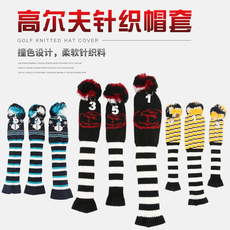 FUENTE fabricantes suministran cubierta de club de golf de madera cubierta de la cabeza del club cubierta del sombrero de lana cubierta de punto cubierta del club cubierta protectora del club