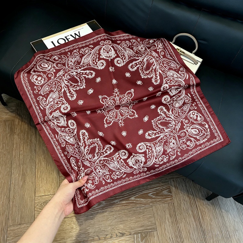 Colección 70*70 nuevo estilo bufanda de seda azul sensación de alta calidad imitación bufanda cuadrada de seda moda todo-fósforo bolsa atada bufanda de pelo