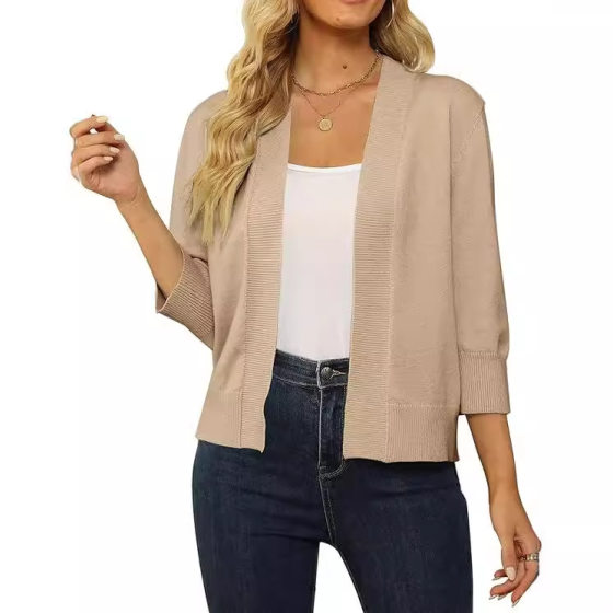 Foreign trade exports to Europe and the United States fashion sweater cardigan outside female Dongguan Dalang sweater factory slim fit sweater top