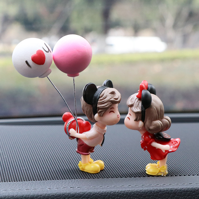 미키 인형 + 분홍색과 흰색 풍선