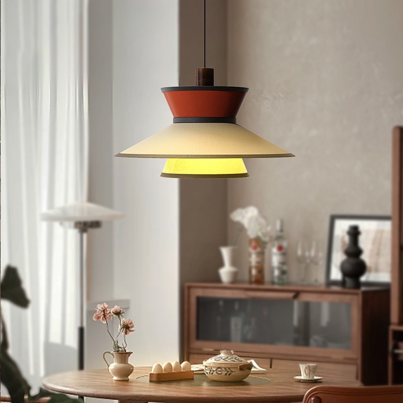 Lámpara, tela, candelabro, mesa de comedor de estilo antiguo francés, barra de bar, lámpara decorativa, diseño estético de estilo Song, sentido creativo, lámpara de comedor