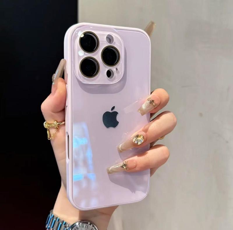 冰感马卡龙大视窗适用iPhone16手机壳15纯色14情侣13新款12带标版|undefined