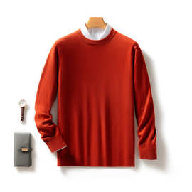 2024春秋款男士薄款精纺羊毛衫男圆领打底衫上衣抗起球精纺羊毛衫