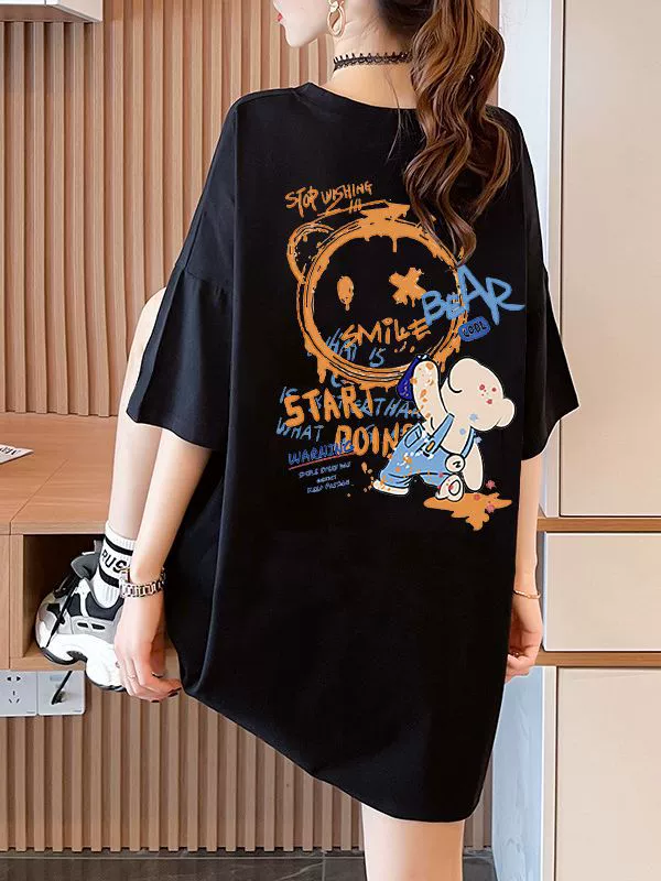 Short Sleeve T-Shirt kids, cotton, Korean oversized summer style, plus sizes S–3XL