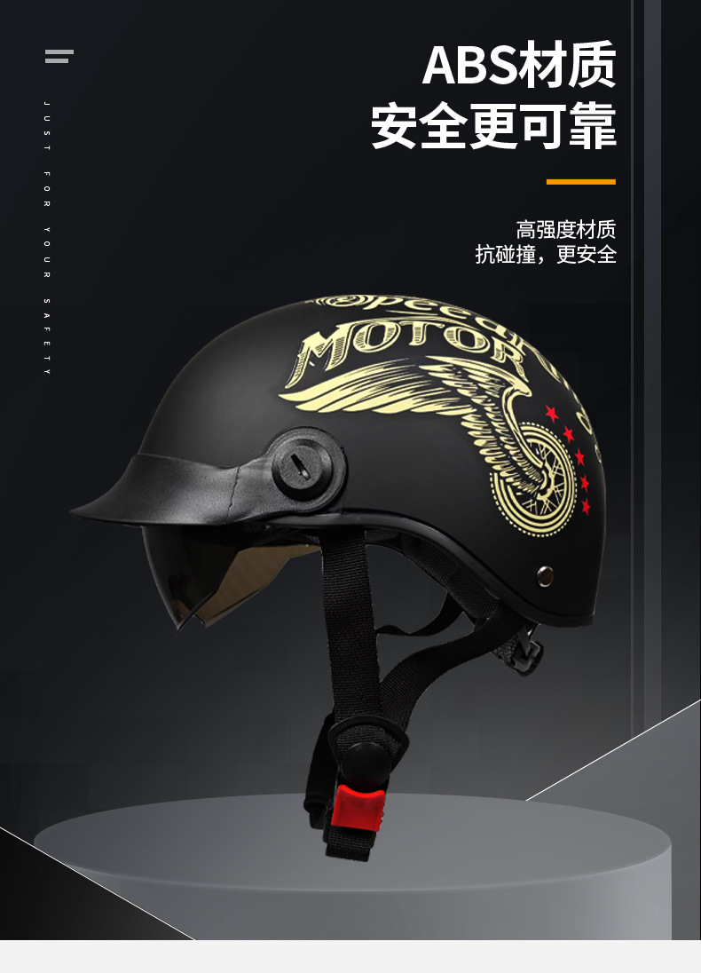 Cross-Border Export Zxc Retro Half Helmet Men's and Women's Electric Scoop Helmet Lightweight Helmet with Inner Mirror