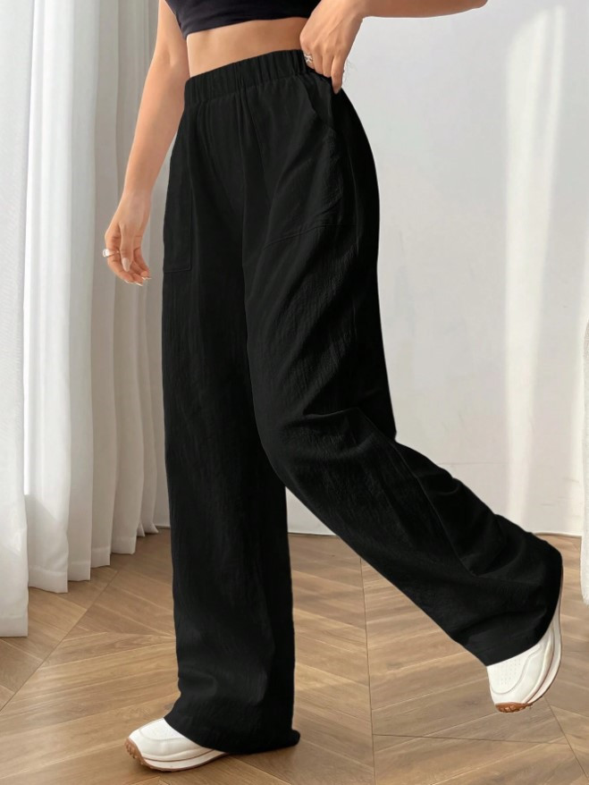 欧米の国境を越えたアマゾン速売通の新型女装純色綿麻ゆるいポケットが腰を緩めてカジュアルなズボンの女性