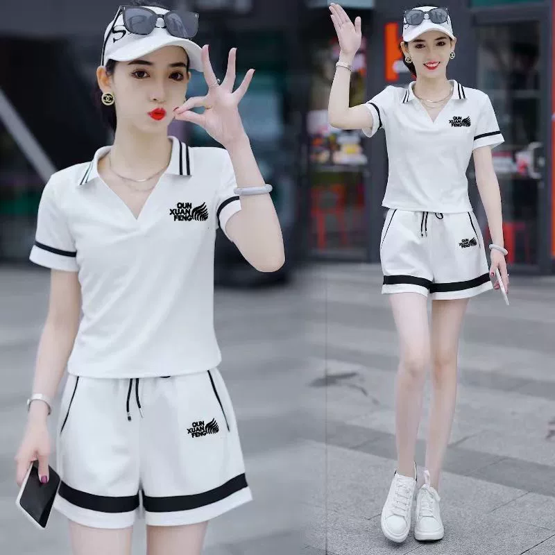 2025 повседневный спортивный костюм для женщин, новый летний корейский стиль, модный женский двухкомплектный набор