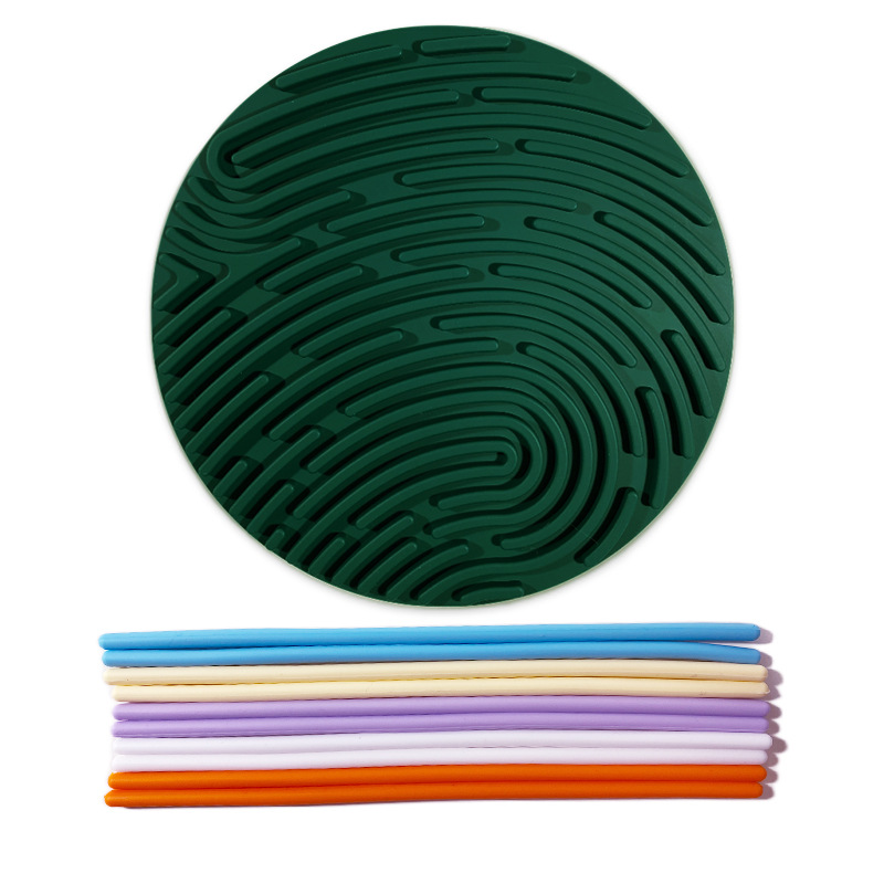 둥근 짙은 녹색 양면 재생 가능(실리콘 플레이트 1개 + 실리콘 스트립 10개 포함) 165g