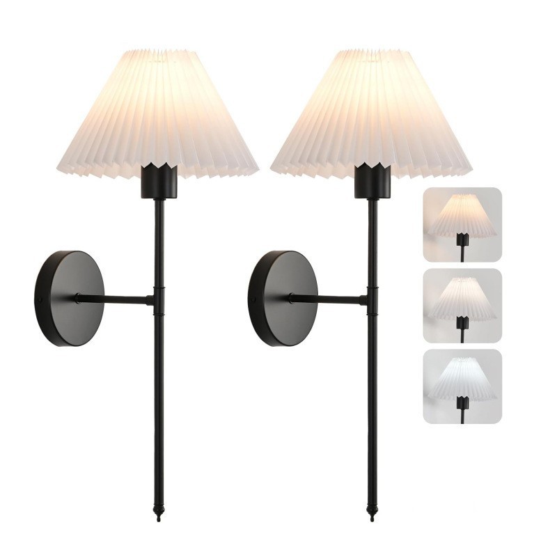 Luz de pared sin cableado transfronteriza americana dormitorio cabecera de cama luz de atmósfera decoración de sala de estar cubierta de lienzo recargable lámpara de pared atenuable