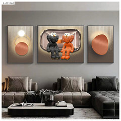 Light luxury violent bear living room decoration painting sofa background wall hanging painting cartoon triptych diamond-encrusted modern crystal porcelain mural