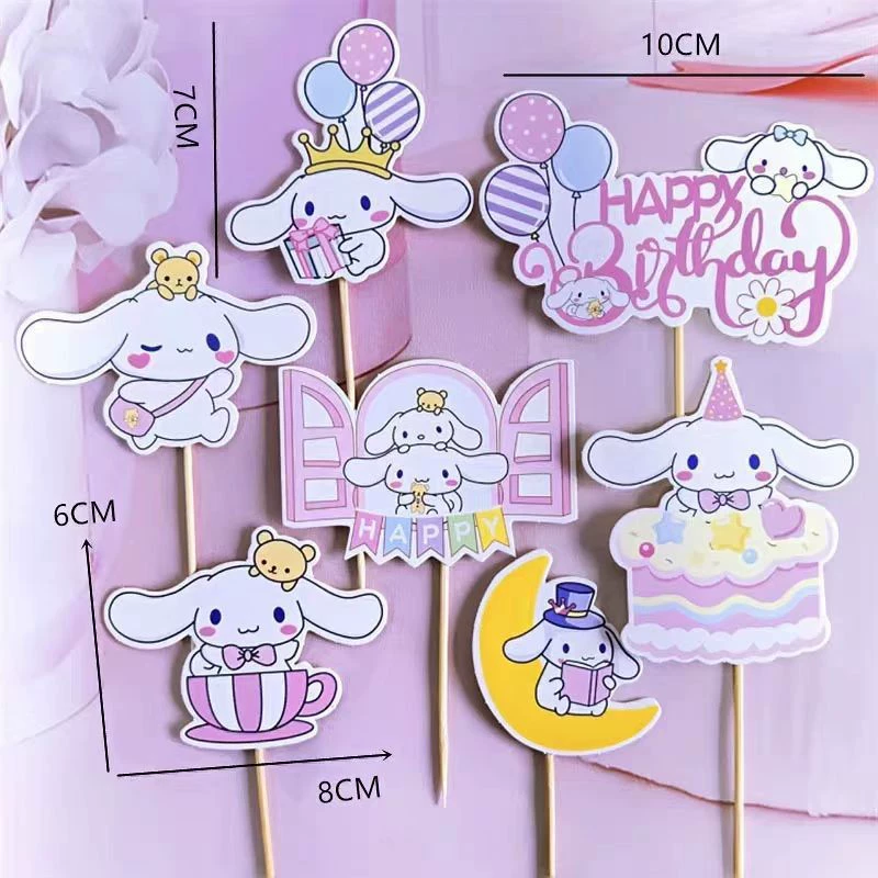 Cake toppers (Kulomi) Kuromi & Yugui dog figurines, colorful 10‑piece sets, birthday dessert
