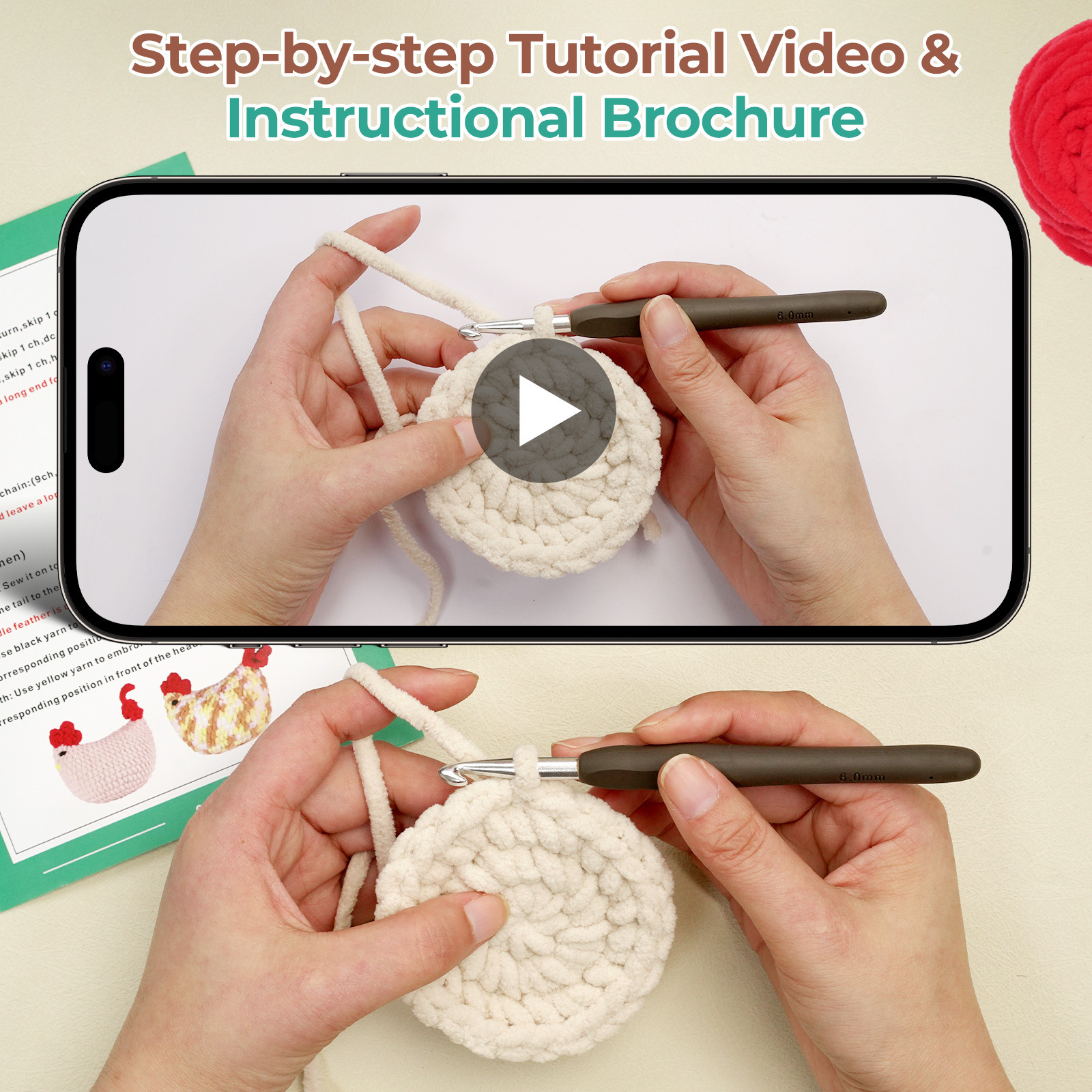 diy DIY pendant weaving set of small hens with segmented ice stripe thread, Amazon English crochet material pack pic 1