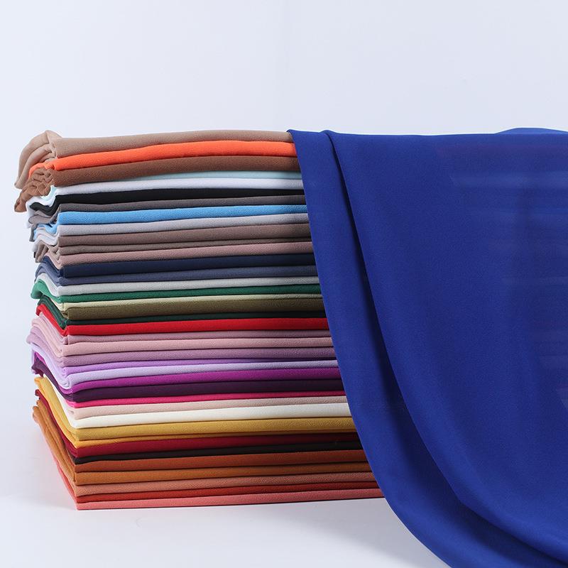 In stock 2022 new pure color scarf Baotou scarf Pearl chiffon bubble scarf chiffon bead headscarf wholesale