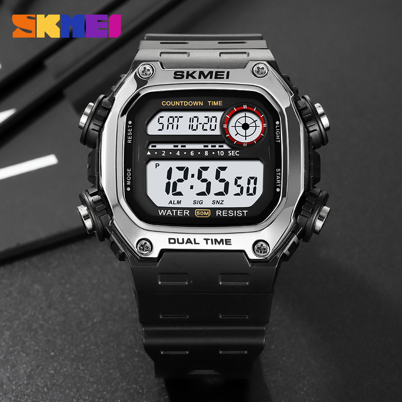Skmei Men's Watch Outdoor Sports Luminous Watch Waterproof Multifunctional Youth Square Electronics