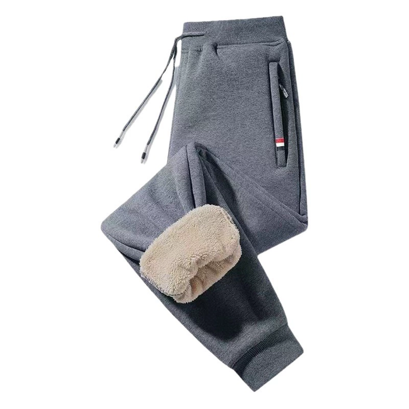 Зимние длинные брюки из овечьего флиса, повседневные брюки, мужские утепленные спортивные штаны на флисовой подкладке, Мужская Рабочая одежда в комплекте, спортивные штаны, мужские Модные