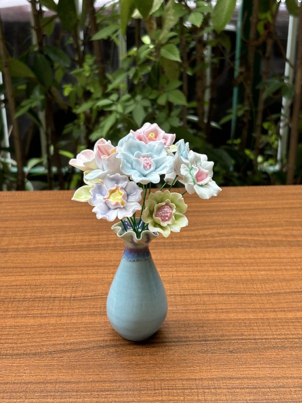 Zhaozhu Jingdezhen 高温手作りセラミックフラワーフル模擬花花瓶装飾花束ガールフレンドギフト|undefined