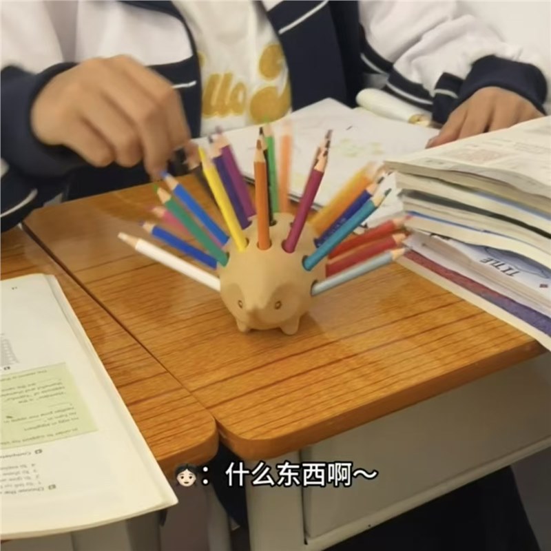 고슴도치 펜 홀더 나무 펜 홀더 연필 홀더 사무실 장식품 데스크탑 어린이 귀여운 IN 창조적 인 보관
