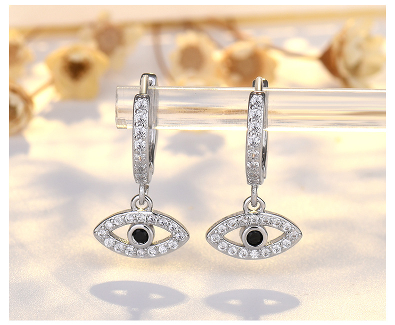 1 Pair Quantity Holiday, Street Occasion Copper Material 1 Pair Lady Devil's Eye Copper Plating Inlay Zircon Drop Earrings